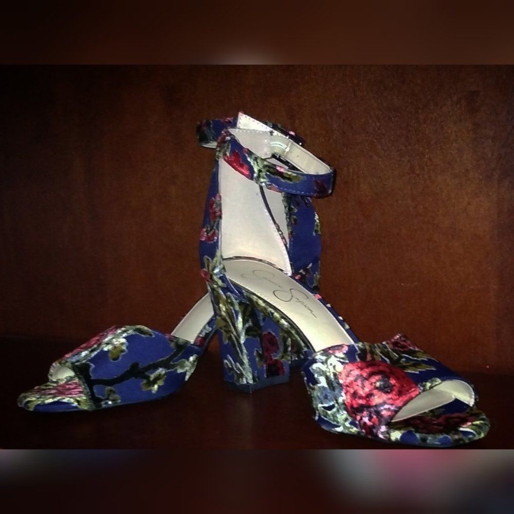 Floral Ankle Strap Heels